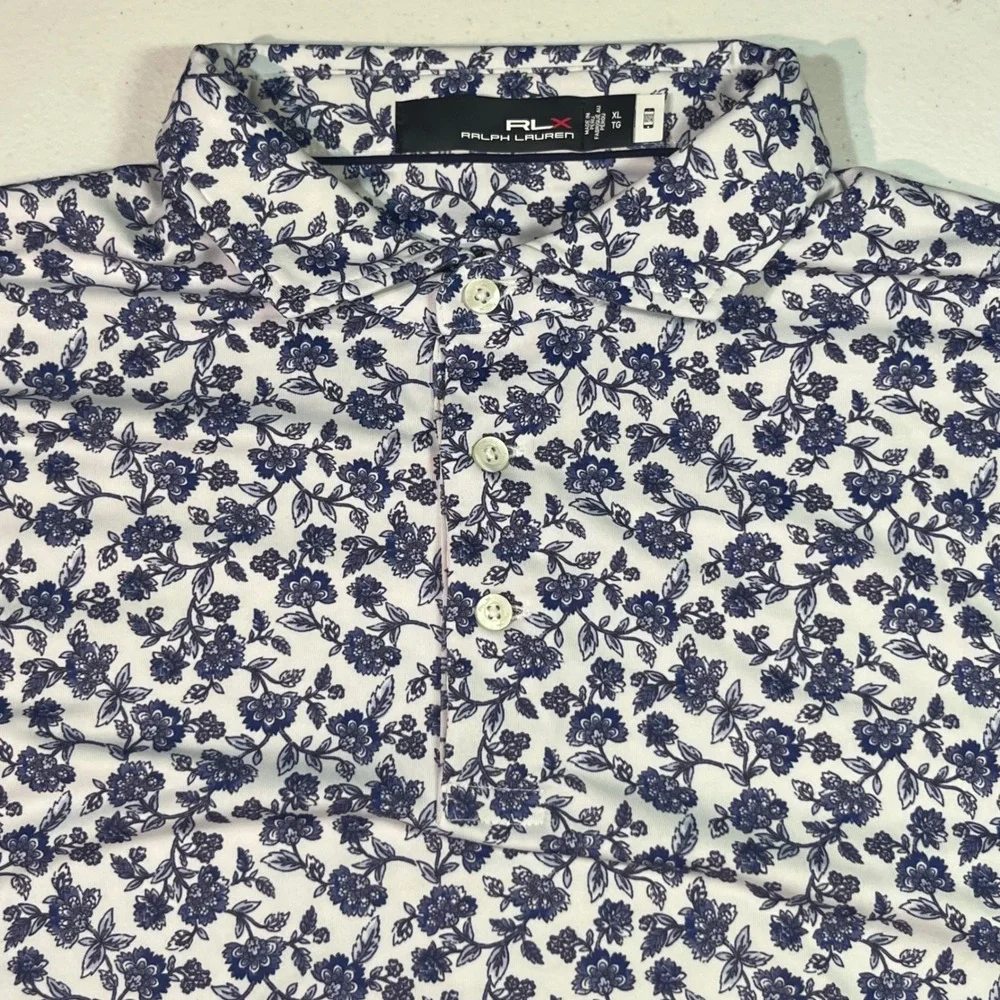 Polo Ralph Lauren RLX Men's Gold Polo Xl Floral EUC Sharp pattern